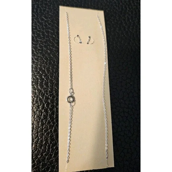 Vintage Celebrity NY Silver Tone Starburst Charm W/ Blue Stone Necklace 15" NOS - Picture 5 of 6